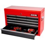 Excel 14 Drawers Tool Chest Storage Roller Cabinet Black and Red - Image 7