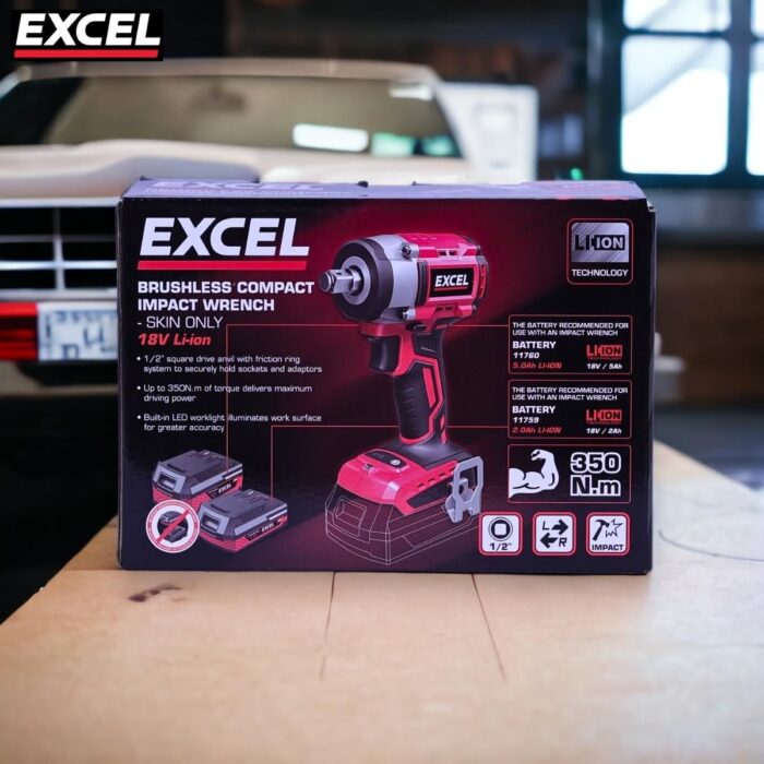 Excel 18V Cordless Brushless 1/2'' Impact Wrench with 1 x 2.0Ah Battery & Charger - Image 11