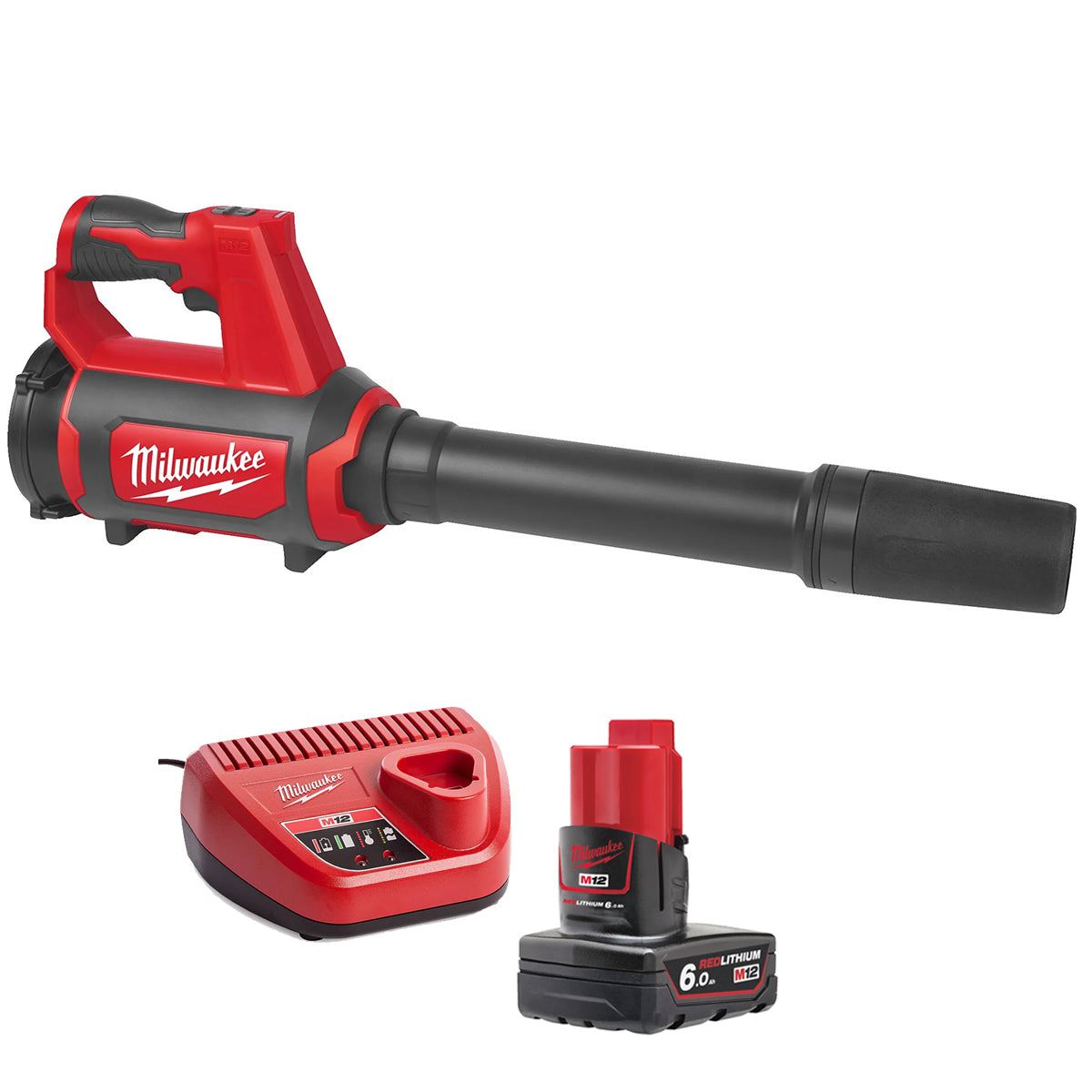 0b93a819-cbaa-40bc-9be8-d49b64dd50f9 Milwaukee M12BBL-0 12V Blower with 1 x 6.0Ah Battery & Charger - Image 1
