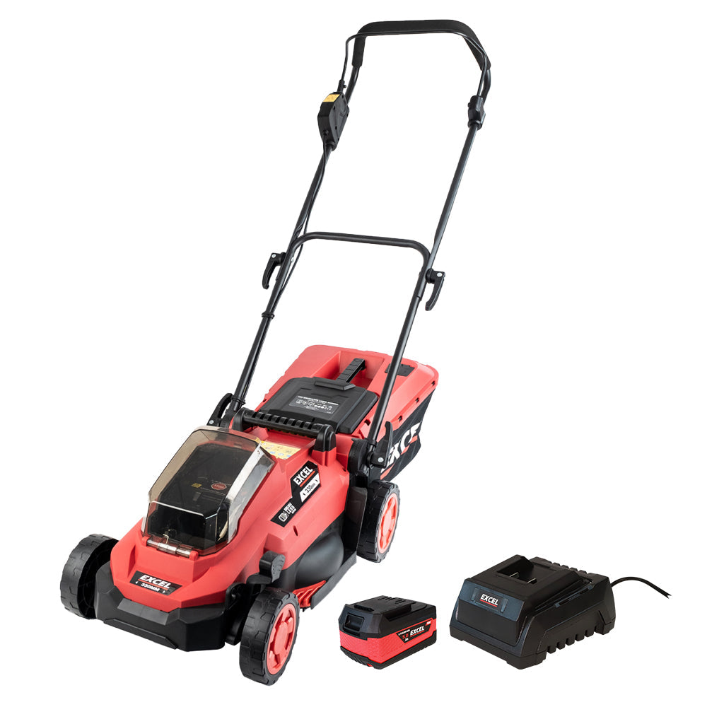 10884-San Excel 18V Brushless Lawn Mower 330mm 5 Adjustable Height with 1 x 5.0Ah Battery & Charger - Image 1