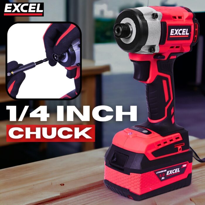 Excel 18V Cordless Brushless Impact Driver with 2 x 2.0Ah Battery & Charger - Image 8