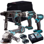 Makita 4 Piece 18V Li-ion with 2 x 5.0Ah Batteries & Charger T4TKIT-1520
