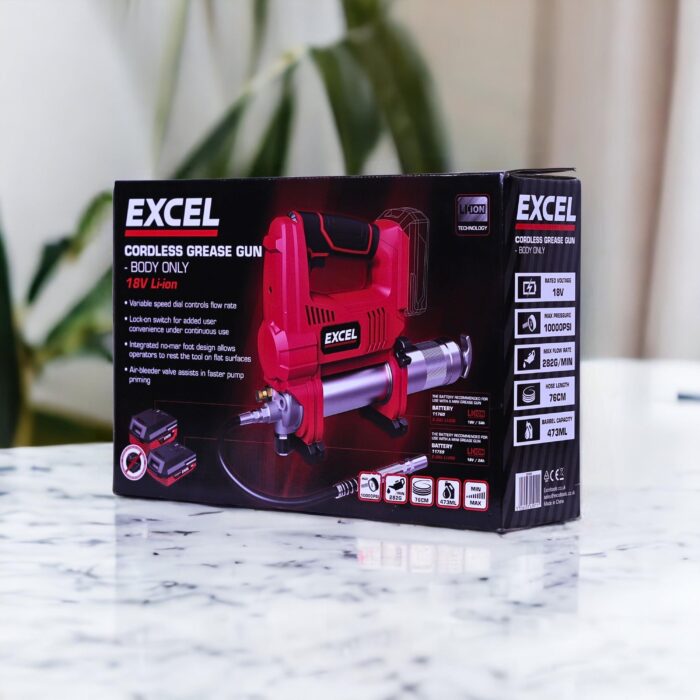 Excel 18V Cordless Grease Gun with 1 x 4.0Ah Battery & Charger - Image 11