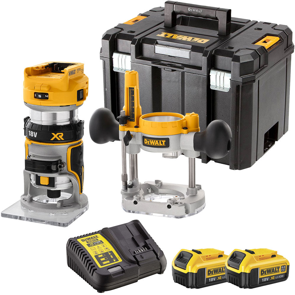 15043 Dewalt DCW604NT 18V XR Brushless Router Trimmer with 2 x 4.0Ah Battery & Charger - Image 1