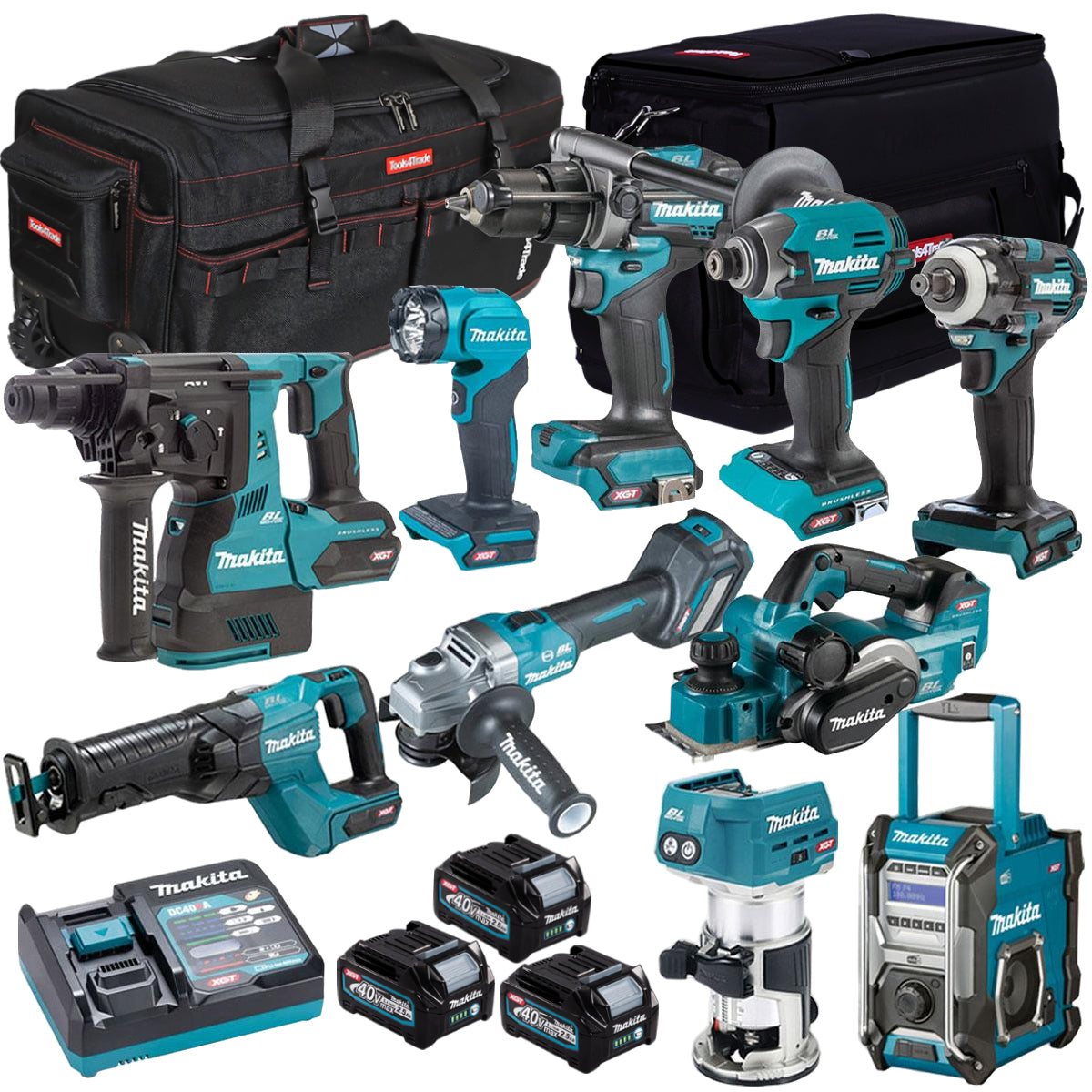 16056P Makita 40V XGT 10 Piece Brushless Power Tool Kit With 3 x 2.5Ah Battery T4TKIT-16056 - Image 1
