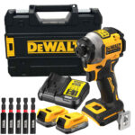 Dewalt DCF850E2T 18V XR Brushless Impact Driver with 2 x 1.7Ah Battery Charger & 5 Piece Bit Holder