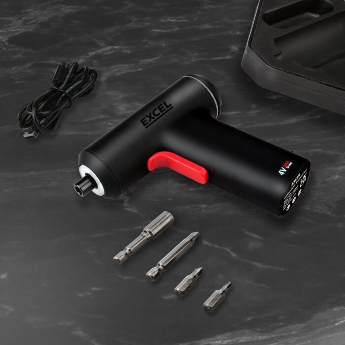Excel Cordless Electric Screwdriver with 24 Piece 25mm Bits In Plastic Box - Image 6