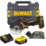 Dewalt DCS438NT 18V XR Brushless 76mm Cut Off Saw with 1 x 5.0Ah Battery Charger & Case