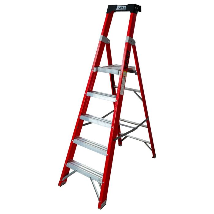 Excel Electricians Fibreglass Platform Step Ladder 5 Tread 1.81m EN131 - Image 5