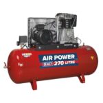 Sealey SAC52775B 270L Belt Drive Air Compressor with Cast Cylinders 415V - Image 2