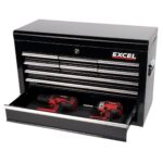 Excel 14 Drawers Tool Chest Storage Roller Cabinet Black - Image 7