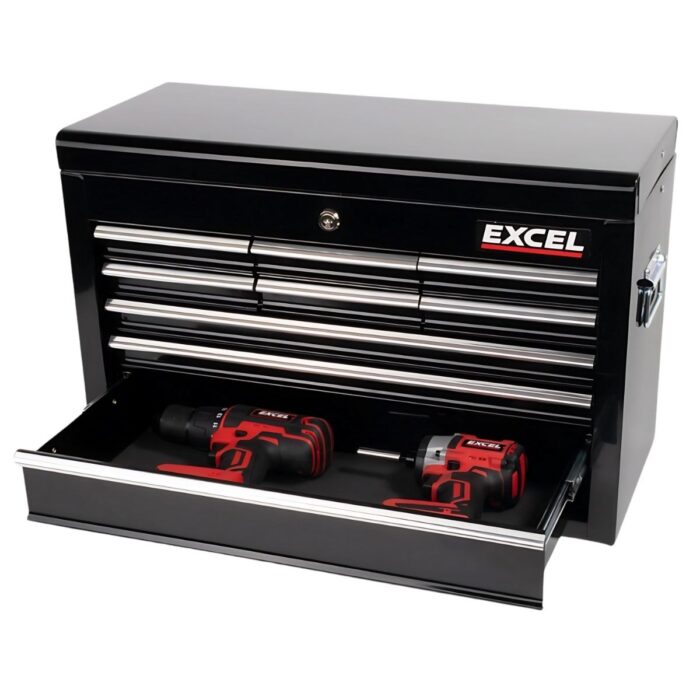 Excel 14 Drawers Tool Chest Storage Roller Cabinet Black - Image 7