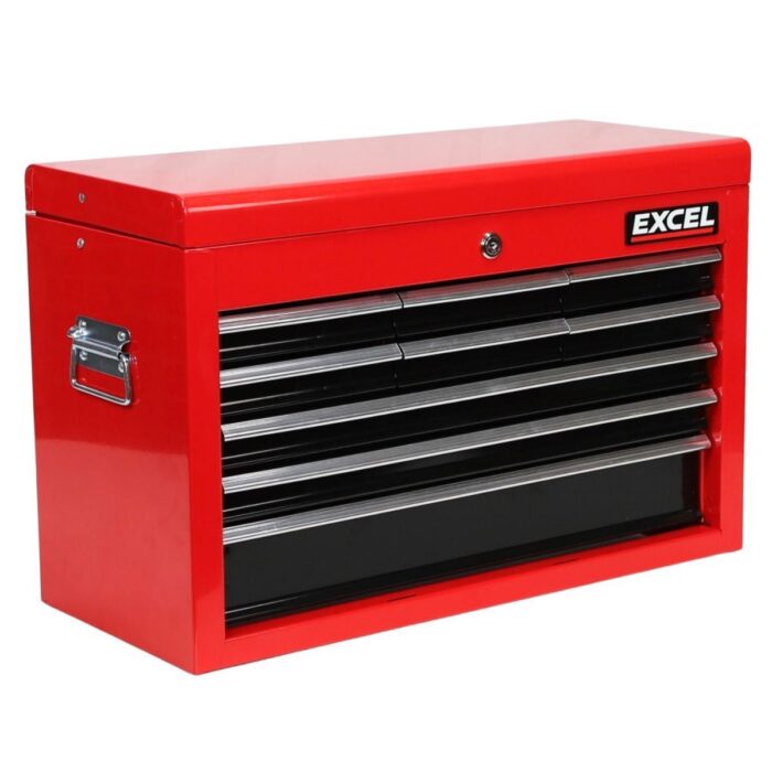 Excel 9 Drawers Portable Tool Chest Cabinet with Ball Bearing Slides Black and Red - Image 2