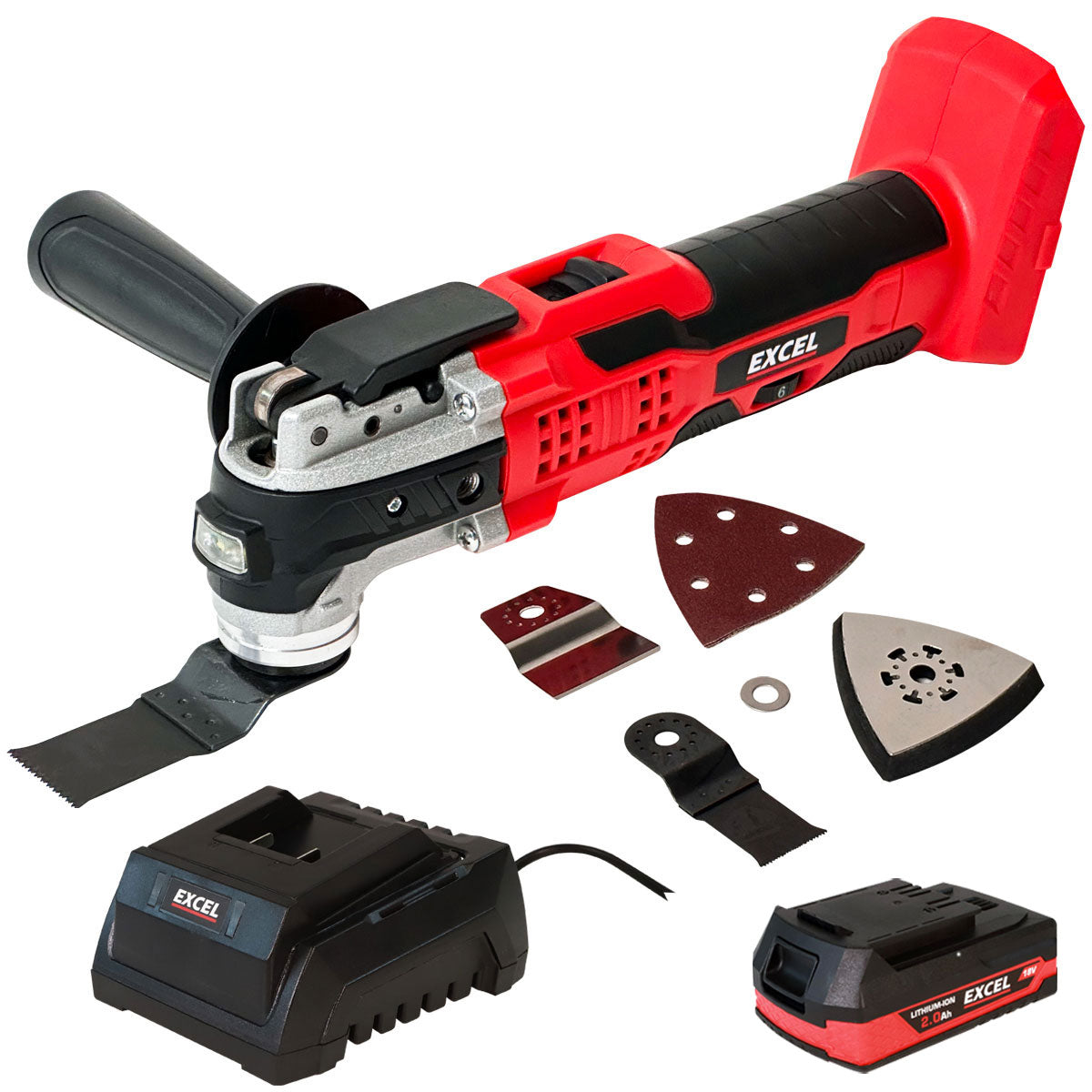29295 Excel 18V Oscillating Multi Tool with 1 x 2.0Ah Battery Charger - Image 1