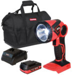 Excel 18V Cordless LED Flashlight Torch with 1 x 2.0Ah Battery Charger & 18" Bag