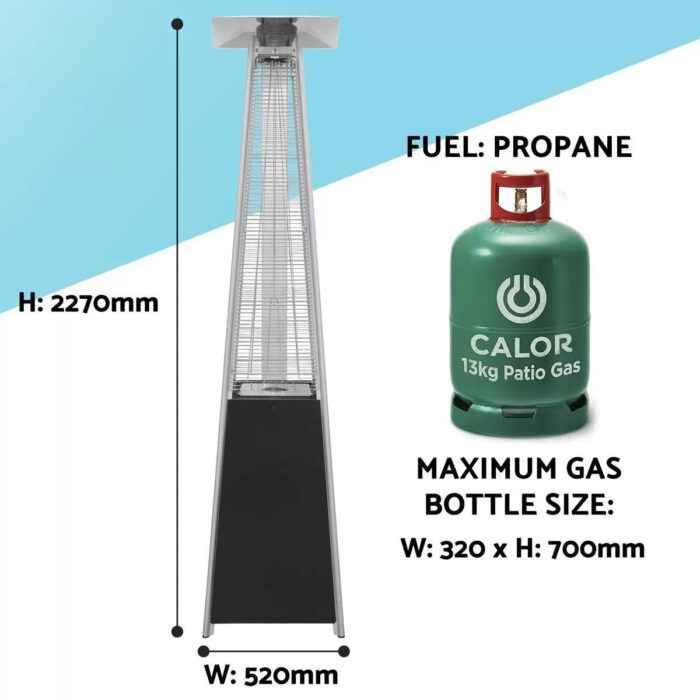Sealey DG98 Dellonda Black/Stainless Steel Pyramid Gas Outdoor Patio Heater 13kW - Image 11