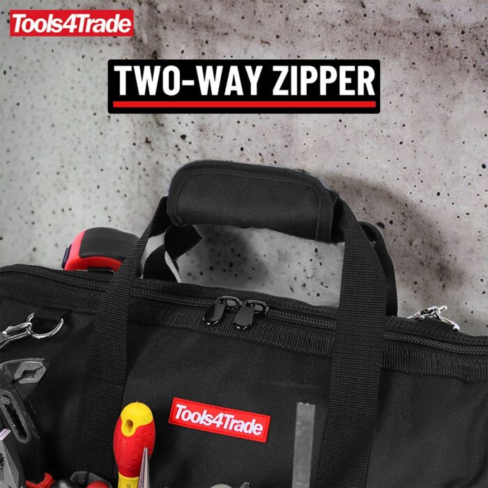 Tools4Trade 18" (45cm) Tool Bag with Multi-Pockets & Hard Base - Black - Image 11