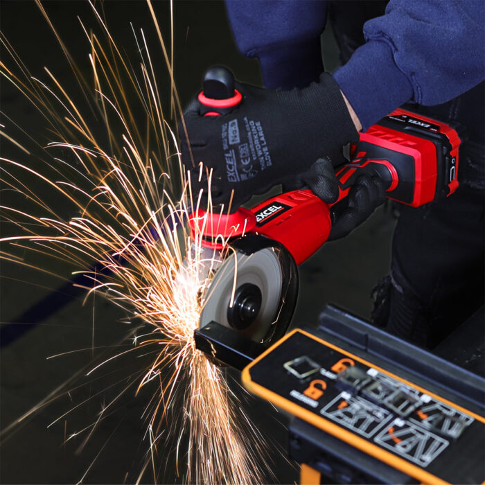 Excel 18V Cordless Angle Grinder 115mm with 1 x 2.0Ah Battery & Charger - Image 12