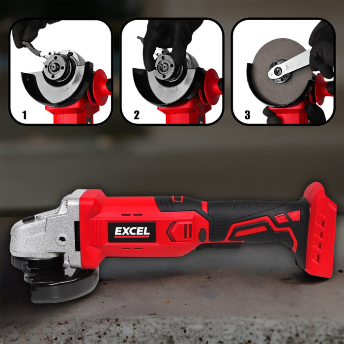 Excel 18V Cordless Angle Grinder 115mm with 1 x 2.0Ah Battery & Charger - Image 10