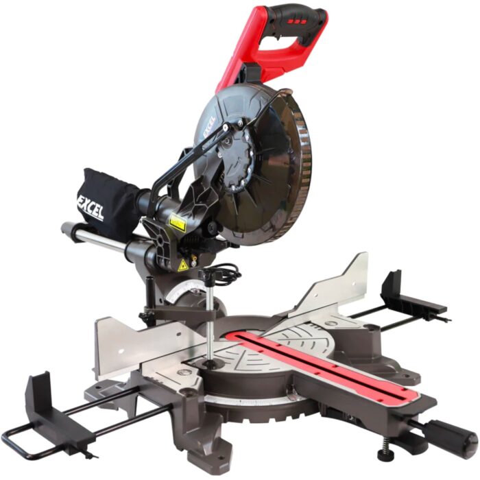 Excel Sliding Mitre Saw Double Bevel 255mm 240V/2000W & Laser with Universal Stand - Image 2