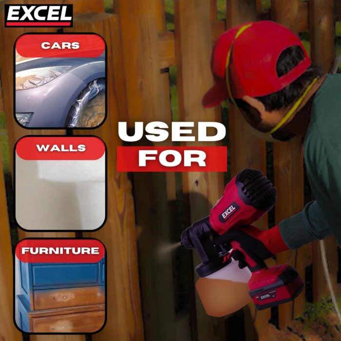 Excel 18V Cordless 1000ml Spray Gun with 1 x 4.0Ah Battery & Charger - Image 6