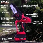Excel 18V Cordless Mini Chain Saw with 2 x 5.0Ah Battery & Charger - Image 8