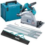Makita SP001GZ03 40Vmax Brushless 165mm Plunge Saw Body Only With 2 x 1.5m Guide Rail & Case + Rail Bag
