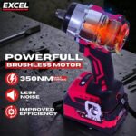 Excel 18V Cordless Brushless 1/2'' Impact Wrench with 1 x 2.0Ah Battery & Charger - Image 4