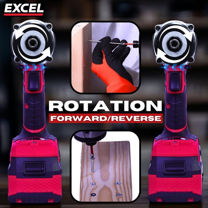 Excel 18V Cordless Brushless Impact Driver with 2 x 5.0Ah Battery Charger & Bag - Image 5