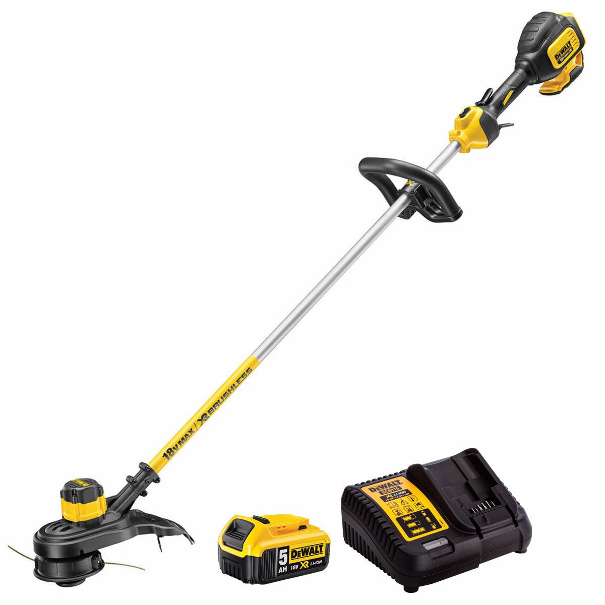 4b2fca32-235f-4b57-a467-0e2383d0962a Dewalt DCM561P1S 18V Brushless Split Shaft String Trimmer with 1 x 5.0Ah Battery & Charger - Image 1