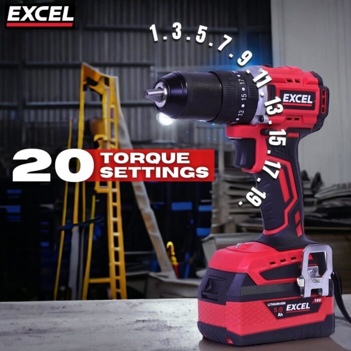 Excel 18V Brushless Twin Pack Impact Driver & Combi Drill with 2 x 4.0Ah Battery & Charger - Image 4