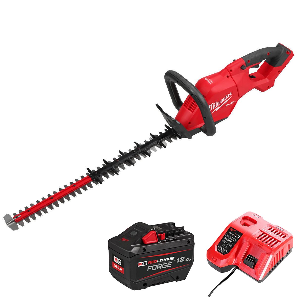 52ada0a2-ca49-449f-83c2-60973412ccb7 Milwaukee M18FHET60G2-0 18V FUEL Brushless 60cm Hedge Trimmer with 1 x 12.0Ah Battery & Charger - Image 1