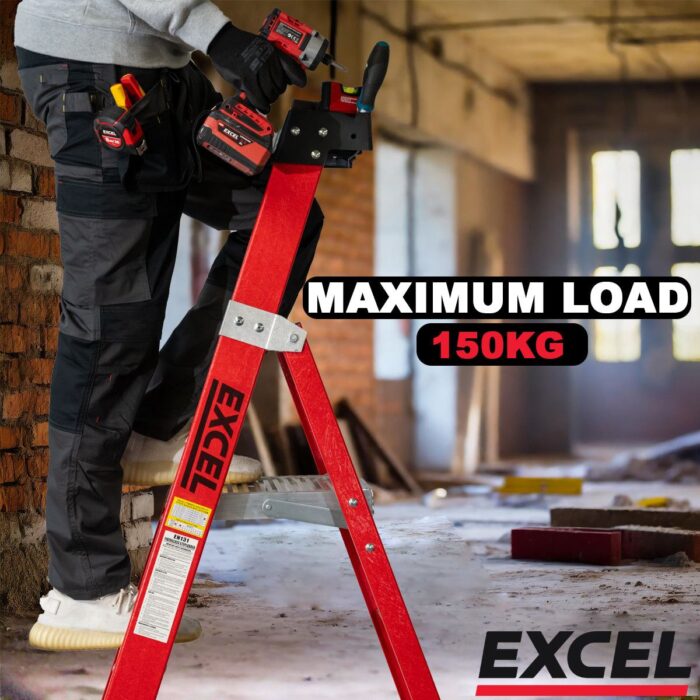 Excel Electricians Fibreglass Platform Step Ladder 3 Tread 1.34m EN131 - Image 10