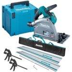 Makita SP001GZ03 40V Brushless Plunge Saw Body Only With 2 x Guide Rail, Clamp, Bag & Case