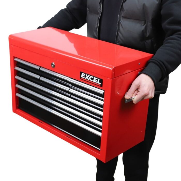 Excel 9 Drawers Portable Tool Chest Cabinet with Ball Bearing Slides Black and Red - Image 9