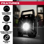 Excel 18V/240V LED Work Light 6500 Lumens with Dewalt 1 x 4.0Ah Battery & Charger - Image 2
