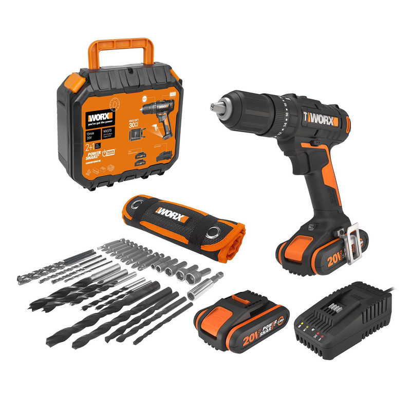 68920.jpg Worx WX370 20V Brushed Combi Drill 2 x 2.0Ah - Image 1