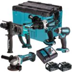 Makita 18V 4 Piece Combo Kit with 2 x 5.0Ah Batteries & MAKTRAK Toolbox