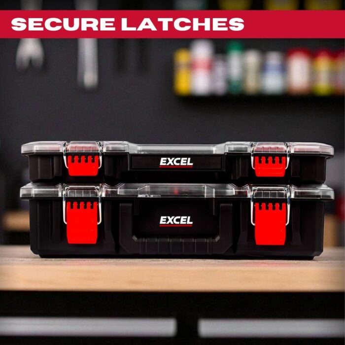 Excel 2-in-1 Tool Organiser Case, Portable Storage with Custom Dividers & Clear Lid - Image 6