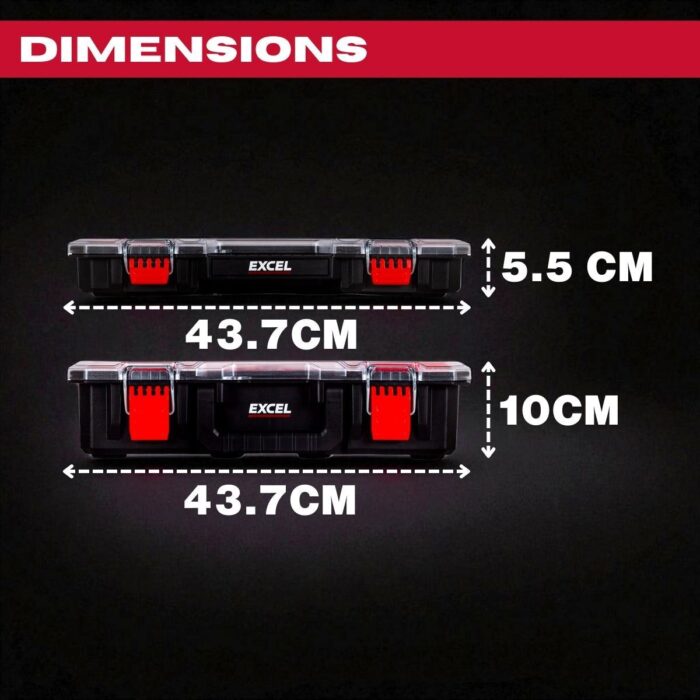 Excel 2-in-1 Tool Organiser Case, Portable Storage with Custom Dividers & Clear Lid - Image 9