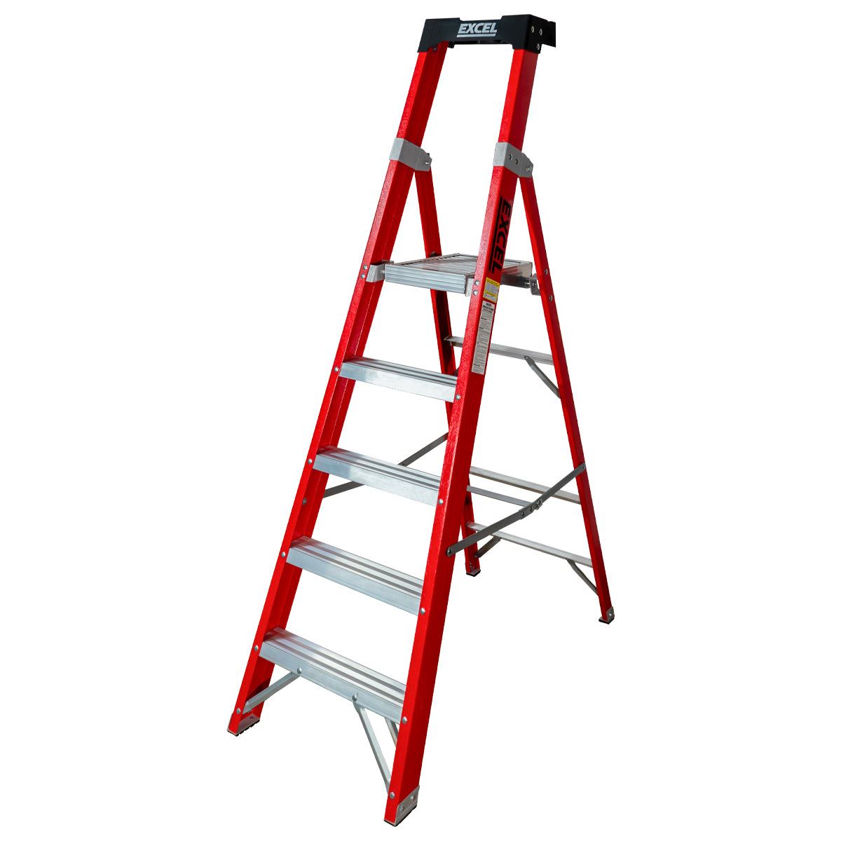 7a17fff2-1286-40ae-93db-df01e21a9af5 Excel Electricians Fibreglass Platform Step Ladder 5 Tread 1.81m EN131 - Image 1