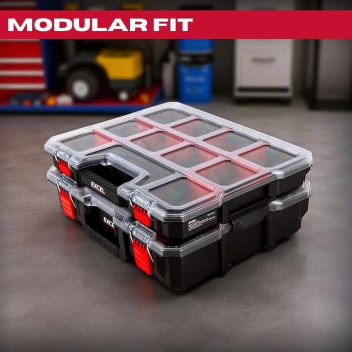 Excel 2-in-1 Tool Organiser Case, Portable Storage with Custom Dividers & Clear Lid - Image 8