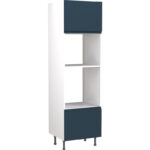 Kitchen Kit Flatpack J-Pull Kitchen Cabinet Tall Oven & Microwave Unit Ultra Matt Indigo Blue 600mm
