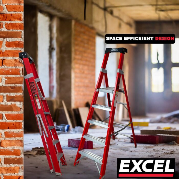 Excel Electricians Fibreglass Platform Step Ladder 5 Tread 1.81m EN131 - Image 12