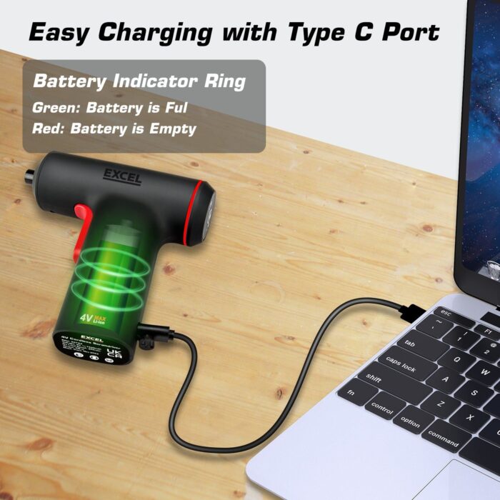 Excel Cordless Electric Screwdriver with 24 Piece 25mm Bits In Plastic Box - Image 9