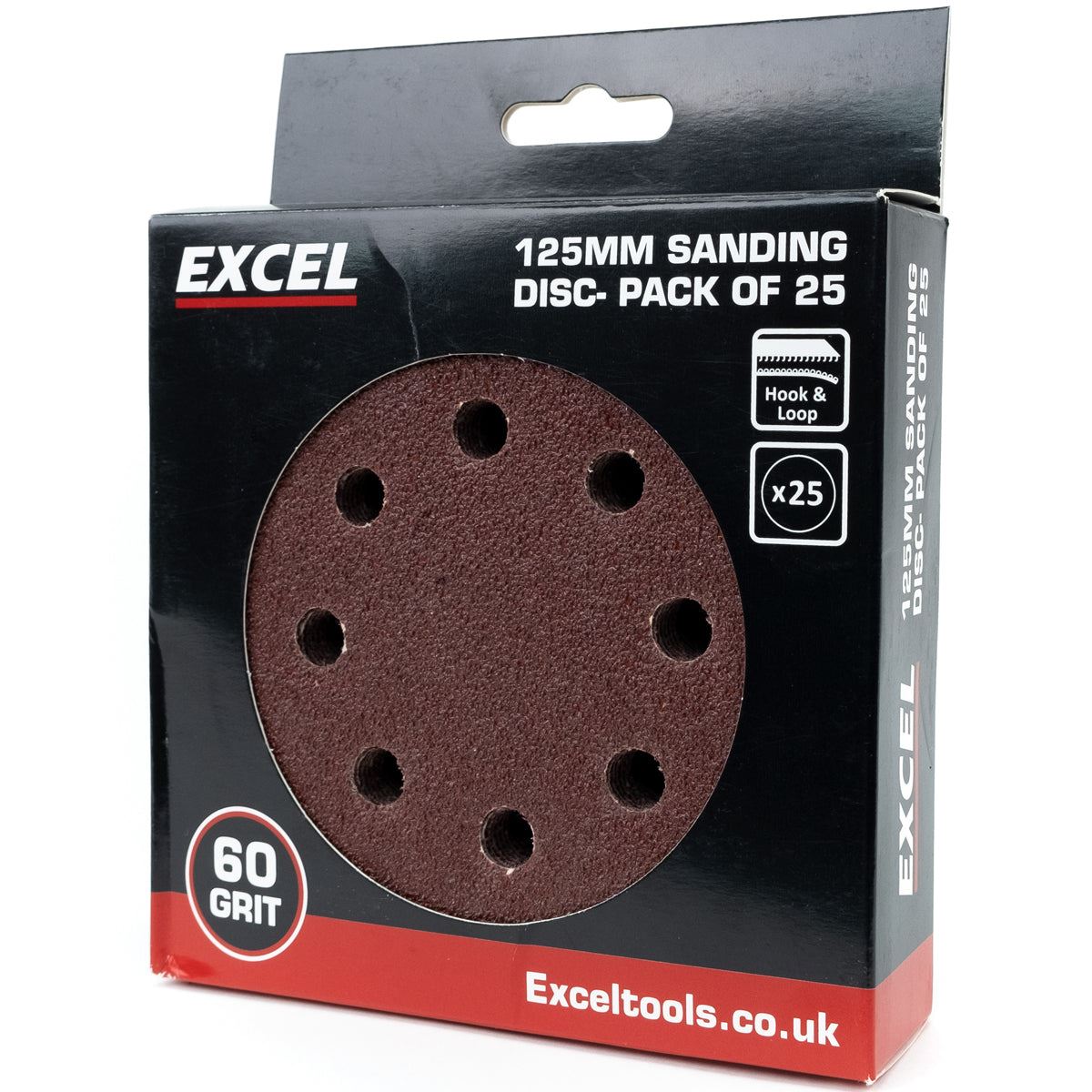 8c57c920-49a3-4db3-9dc2-408fb1662a38 Excel 125mm Sanding Disc 60G Pack of 25 - Image 1