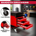 Excel Utility Seat with Toolbox – Padded Rolling Work Stool with 3 Drawers, Can Holders & 150kg Load Capacity - Image 4