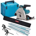 Makita SP6000J/1 110V 165mm Plunge Saw in Case With 2 x Guide Rail Connector Bar & Clamp