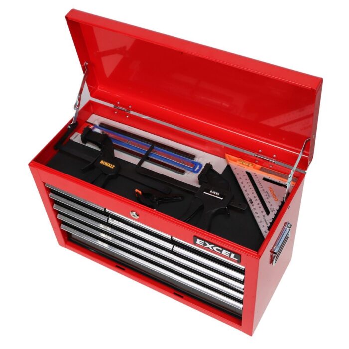 Excel 9 Drawers Portable Tool Chest Cabinet with Ball Bearing Slides Black and Red - Image 6