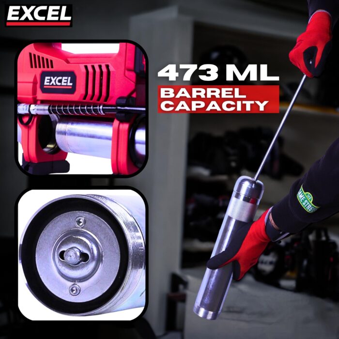 Excel 18V Cordless Grease Gun with 1 x 2.0Ah Battery Charger & Bag - Image 8